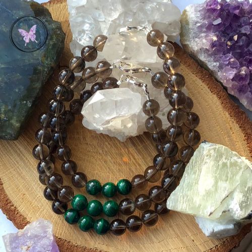 Men's Smokey Quartz & Malachite Healing Bracelet